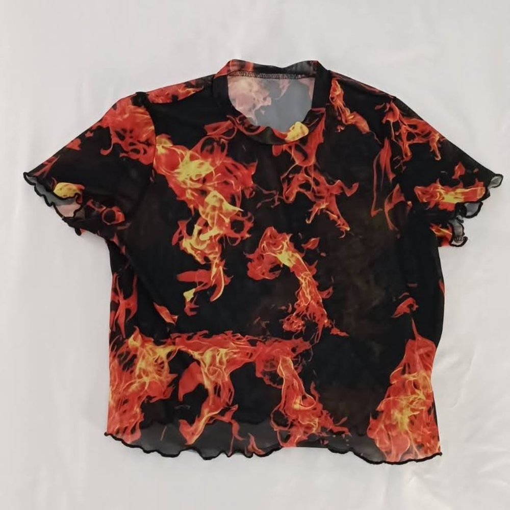 Shein Small Crop-ish, sheer shirt